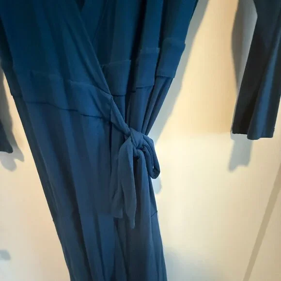 Lilly Pulitzer Navy Blue Long Sleeve Wrap Dress – Size Large - Picture 2 of 8